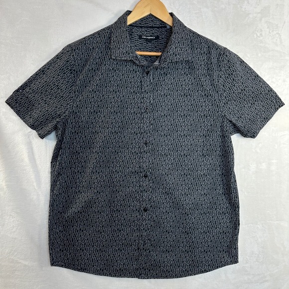 Karl Lagerfeld Paris Other - Karl Lagerfeld Paris Button Down Shirt Mens Large Black All over Logo Short Slv